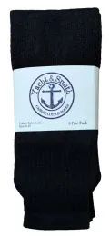 6 Bulk Yacht & Smith Women's 26 Inch Cotton Tube Sock Solid Black Size 9-11