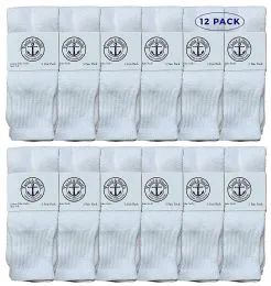 12 Bulk Yacht & Smith Kids 12 Inch Cotton Tube Socks Solid White Size 6-8