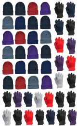 24 Bulk Yacht & Smith Unisex Assorted Colored Winter Hat & Glove Set