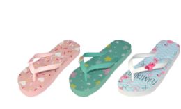 48 Bulk Girls Printed Flip Flops