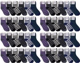 48 Bulk Yacht & Smith Men's Assorted Colored Warm & Cozy Fuzzy Socks