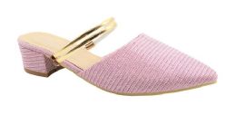 12 Bulk Women's Strappy Slide Dress Sandal In Pink Color Black Size 5-10