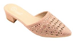 12 Bulk Women's Rhinestone Slide Dress Sandal In Color Champagne Size 5-10