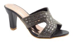 12 Bulk Dress Sandals And Rhinestones For Women In Color Black Size 5-10