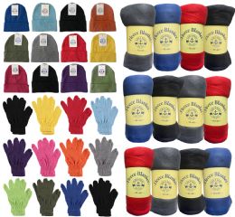 36 Bulk Yacht & Smith Unisex Winter Hat, Glove, & Blanket Set