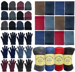 48 Bulk Yacht & Smith Unisex Blankets, Winter Hat, Glove, & Scarf Set