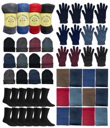 60 Bulk Yacht & Smith Unisex Winter Hat, Scarf, Glove, Sock & Blanket Set