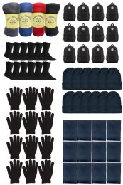 72 Bulk Yacht & Smith Unisex Winter Hat, Scarf, Glove, Sock, Blanket & Backpack Set