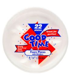 24 Bulk Good Time 8.75in Foam Plate 22ct Divider