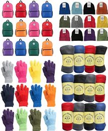 48 Bulk Yacht & Smith Unisex Winter Bundle Set, Backpacks, Blankets, Hats And Gloves