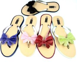 36 Bulk Butterfly Ribbon Thong Strapped Flip Flops