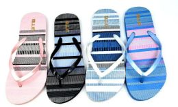 48 Bulk Women's Linear Crush Flip Flop
