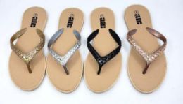 36 Bulk Women's Trillion Cut Thong Sandal