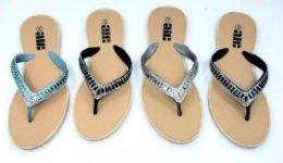 36 Bulk Women's Rhinestone Thong Sandal