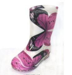 18 Bulk 18 Kids Black Pink Butterfly Mosaic Rainboots