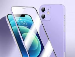 12 Bulk Ultra Slim Tempered Glass Full Body Screen Protector Protection Phone Cover Case For Apple Iphone 13 In Purple