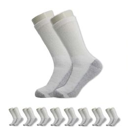 120 Bulk Unisex Crew Wholesale Sock, Size 10-13 In White With Grey
