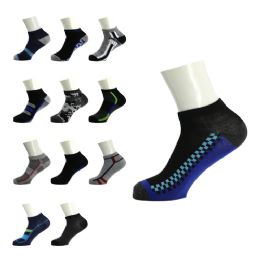 144 Bulk Men's Low Cut Wholesale Sock, Size 9-11 In Assorted Designs
