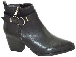 12 Bulk Women Ankle Heel Booties Color Black Size 5-10
