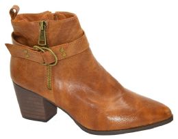 12 Bulk Women Ankle Heel Booties Color Tan Size 5-10
