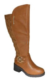 12 Bulk Women's Comfortable Zipper High Boots Lightweight Color Brown Size 6-10