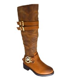 12 Bulk Women's Comfortable Zipper High Boots Lightweight Color Brown Size 6-10