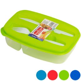 36 Bulk Lunch Box 2 Compartment W/fork & Knife In Pdq 5 Asst #554340