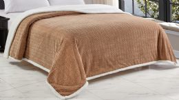 4 Bulk Heavy And Plush Chevron Braided King Size Microplush Jacquard Blanket With Sherpa Backing In Mocha