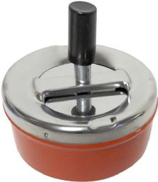 48 Bulk Round Push Down Ashtray With Spinning Tray Retro Style (red)