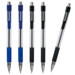 100 Bulk 5-Pack Click Action Pens With Comfort Grip - 2 Colors