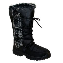 12 Bulk Black Women Boots 5 - Asst Size