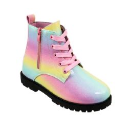 12 Bulk Girl's Rainbow Combat Boot Rainbow