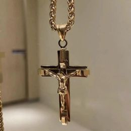 24 Bulk Stainless Steel Christian Cross Necklace