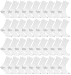 36 Bulk Yacht & Smith Men's Cotton Athletic White With Gray Heel/toe Crew Socks