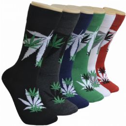 288 Bulk Men's Novelty Socks In Leaf Print