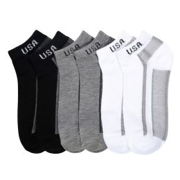 216 Bulk Cotton Ankle Sock Usa Printed Size 9-11