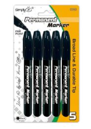144 Bulk 5-Piece permanent marker black fine tip