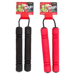 24 Bulk Ninja Foam Nunchucks 20inl 2ast Clrs Red/black Barbellcardequally Assorted