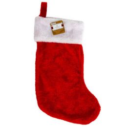 18 Bulk Stocking Deluxe Plush Red W/white Cuff 18in Xmas Ht/J-Hook