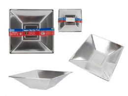 96 Bulk 2-Piece SQUARE SERVING TRAY 9.5" X9.5" X2.7" SILVER