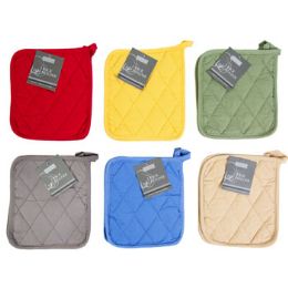 72 Bulk Pot Holders 2pk 7x8 Assorted Colors