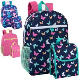 24 Bulk 16 Inch Backpack With Matching Lunch Bag - Girls
