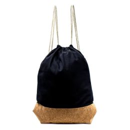 100 Bulk 16 Inch Drawstring Backpack In Black With Cork