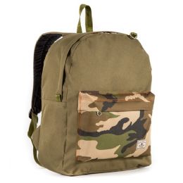 30 Bulk Classic Color Block Backpack In Olive And Camo