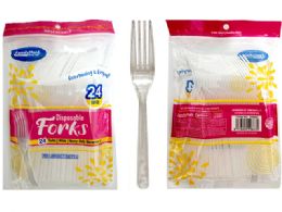 48 Bulk Fork 24pc /bag Clear Color With Sealable Bag
