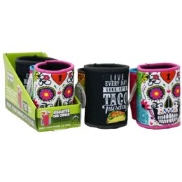 24 Bulk Insulated Can Cooler with Cig Case and Lighter Pouch Dia Taco Assorted