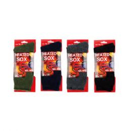 72 Bulk Mens Heated Sox Socks Thermal Keeps Feet Warmer Longer