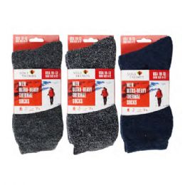 144 Bulk Mens Ultra Heavy Thermal Socks Black Shoe Size 6 To 12