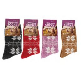 144 Bulk Snowflake Wool Outdoor Hiking Lady Socks For Women