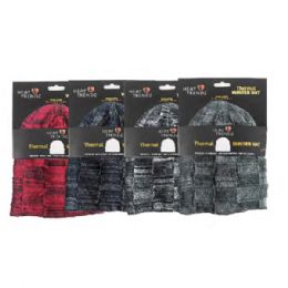 72 Bulk Thermal Heated Winter Beanie Hat Double Layer